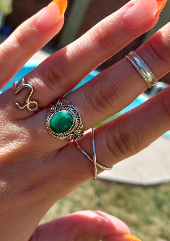 Labrado Piedra verde nº17 (Plata peruana 950)