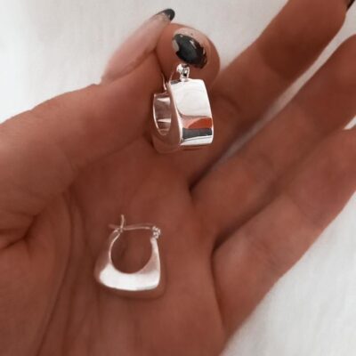 Aros de plata Cuadrados gruesos