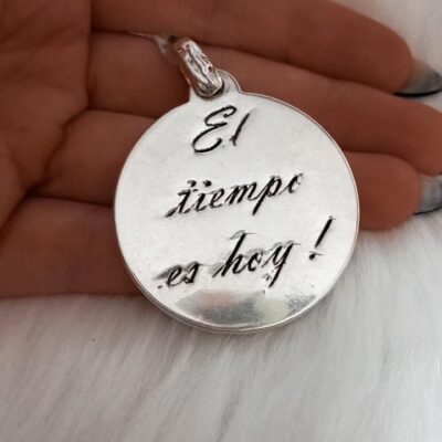 Dije de plata inflada medallon grueso