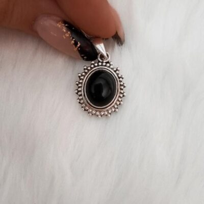 Dije de plata labrada con Onix