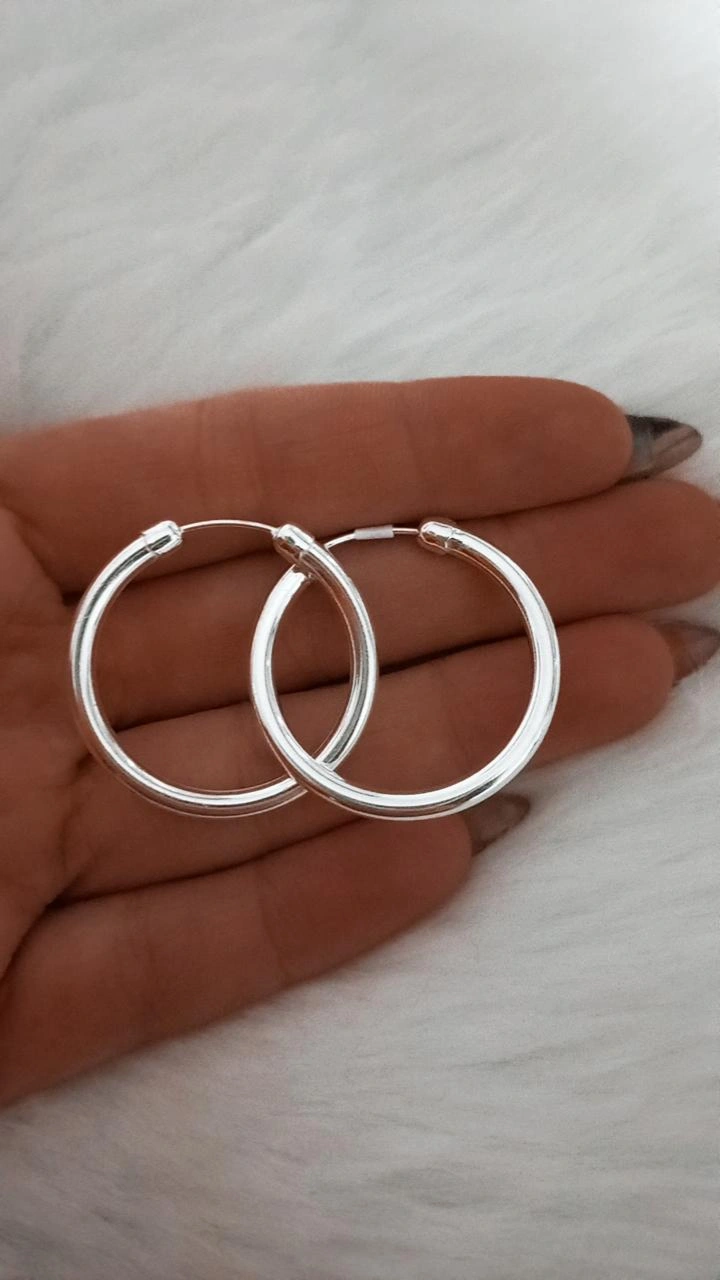 Argollas de plata Cubano capuchon N°4 (3 cm)