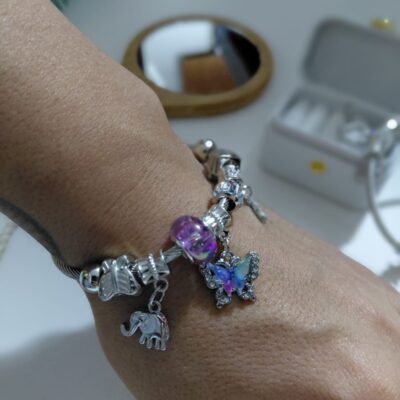 Pulsera pandora mariposa con dijes