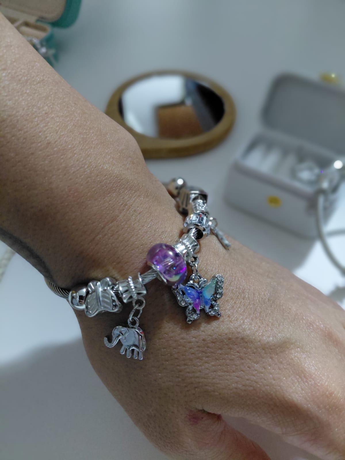 Pulsera pandora mariposa con dijes