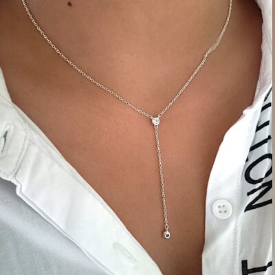 Cadena de plata y micropiedras conjunto doble